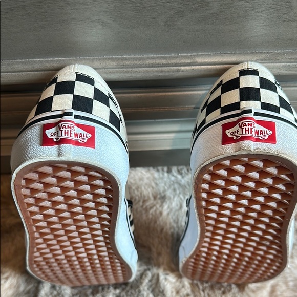 Vans Black and White Checkered Slip-On Sneakers - Picture 5 of 11